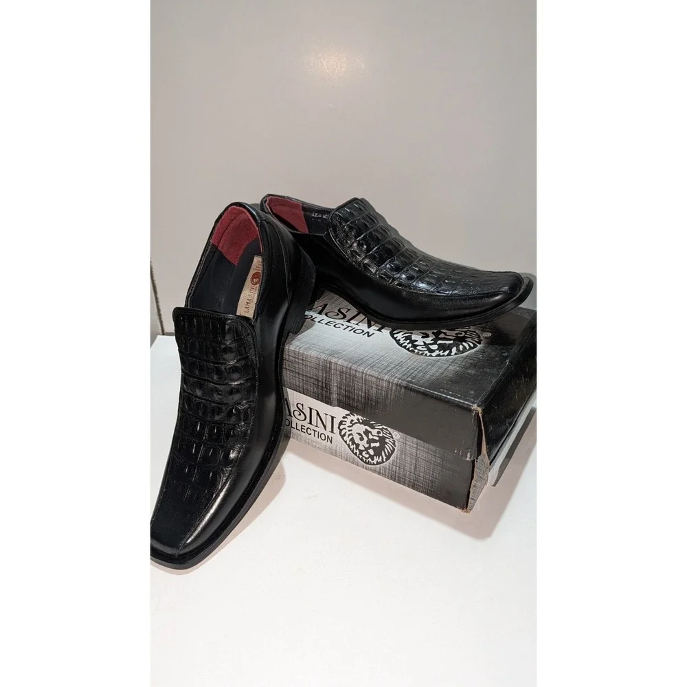 Lamasini Bull LEATHER Men's Loafer Dress Shoes Wedding Prom Formal 10 Black‎